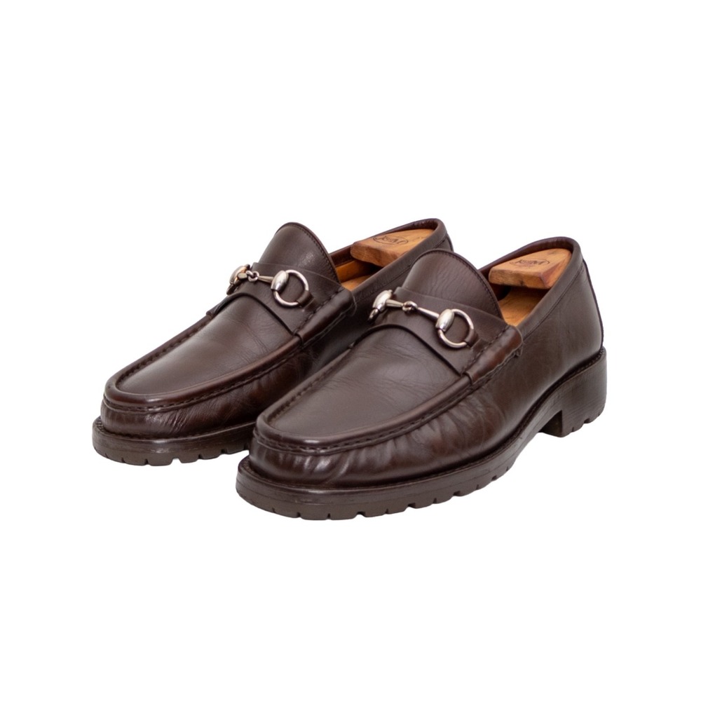 Gucci Horsebit Loafers Brown Leather Lug Sole Men's UK 9.5 US 10 EU 43.5
